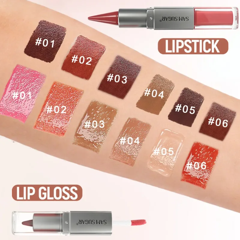 2 σε 1 Lip Liner & Lip Gloss Dual Ended Hydrating Non Stick Lipstick Matte Velvet Outline Crayon με γυαλιστερό γυαλιστερό Lip Glaze — image 4