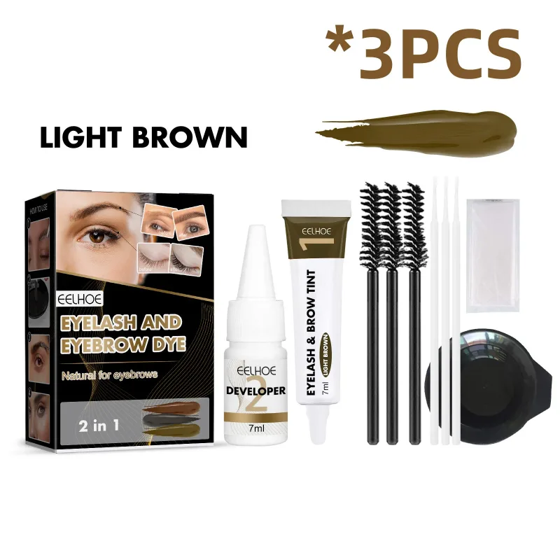 Eelhoe 2-In-1 Eyebrow Eyelash Dyeing Set Lastin Nourishing Eye Care Makeup Lasting Lifting Waterproof Eyelash Thicker Dye Kits