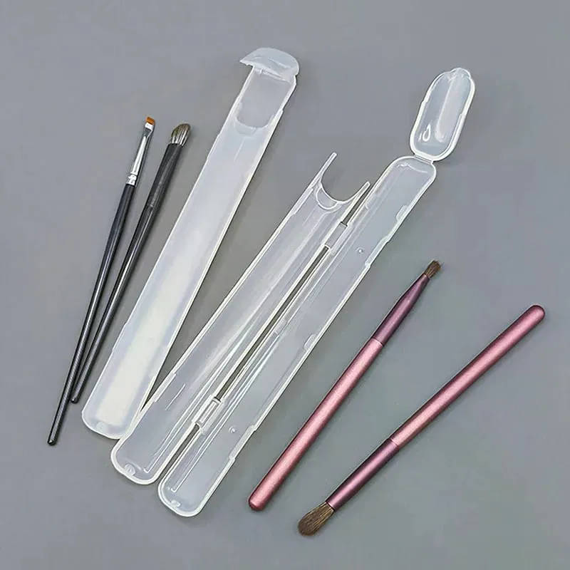 1PCS Portable Transparent Makeup Brush Storage Box With Cover Eyebrow Pencil Makeup Brushes Organizer Chopstick Case Beauty Tool — image 2