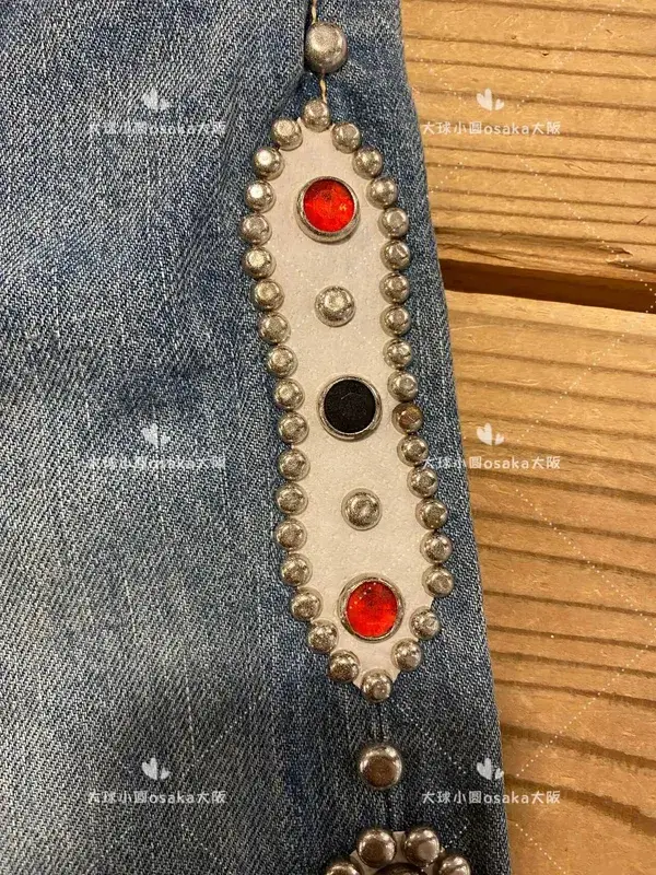 Hirata and Hiroshi 24SS Classic Rivet Set Diamond Vintage Jeans Casual Cowboy Gemstone Craft Men Pants — image 4