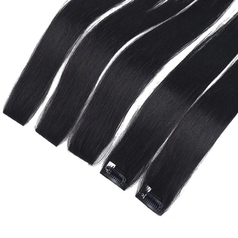 24'' 5Pcs Straight Synthetic Hair Pieces Clip In Hair Extensions Black Colored Hair Clips Women Halloween Cosplay Hairstyle — image 4