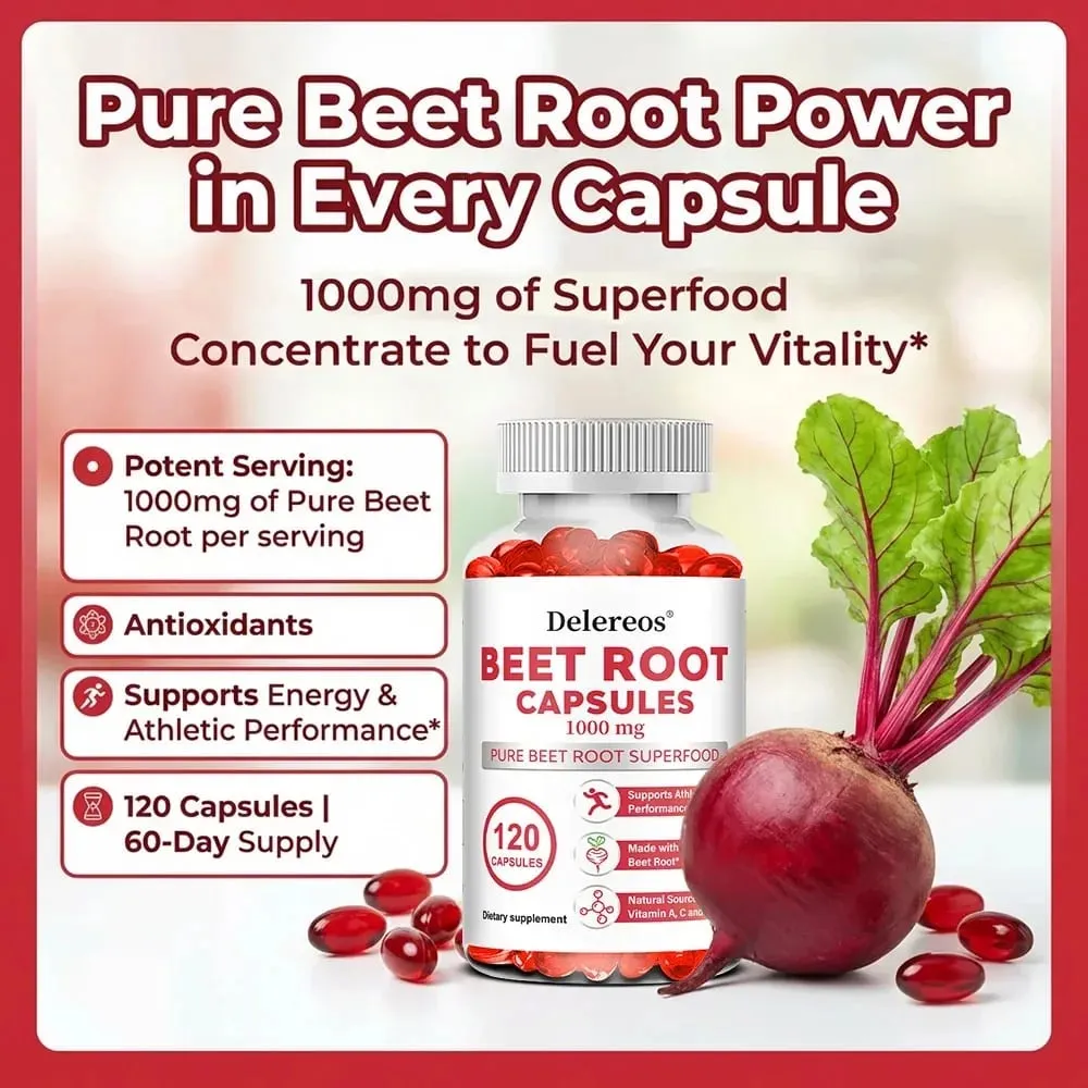Beetroot Capsules - Supports Digestive Immunity Health Improves Energy Athletic Performance Non-GMO Gluten-free — image 5