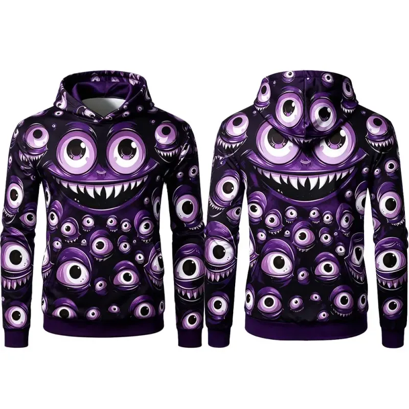 Halloween Horror Monster Eyes 3D Print Hoodie Autumn Fun Mummy Graphic Pullover Y2K Men Women Holiday Party Cosplay Sweatshirt — image 5