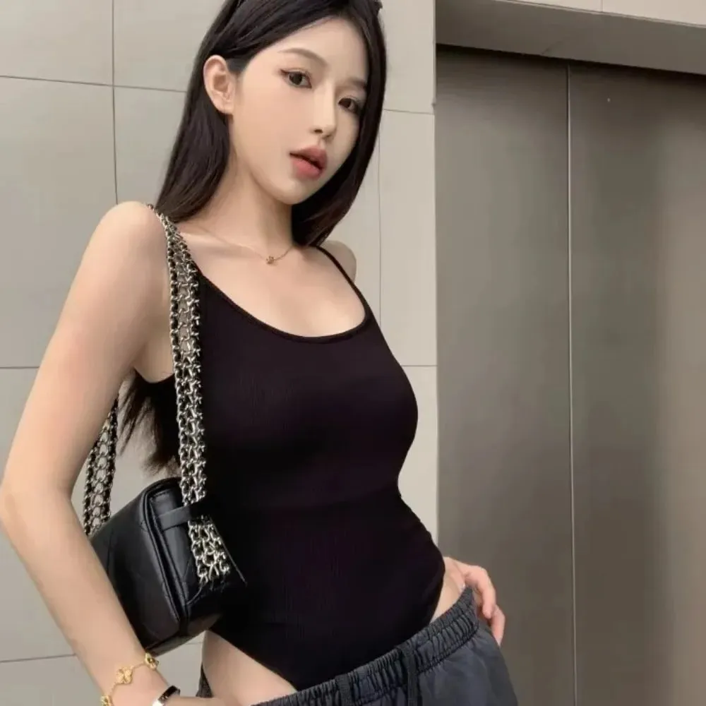 New Hollow Out Open-Back Tank Top with Sleek Padded Breathable Sleeveless Top Women Bodysuit — image 5