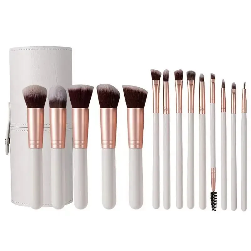14 PCS Makeup Brush Set With Illuminated Mirror Portable Short Handle LED Light USB Rechargeable Makeup Brushes Kit — image 14