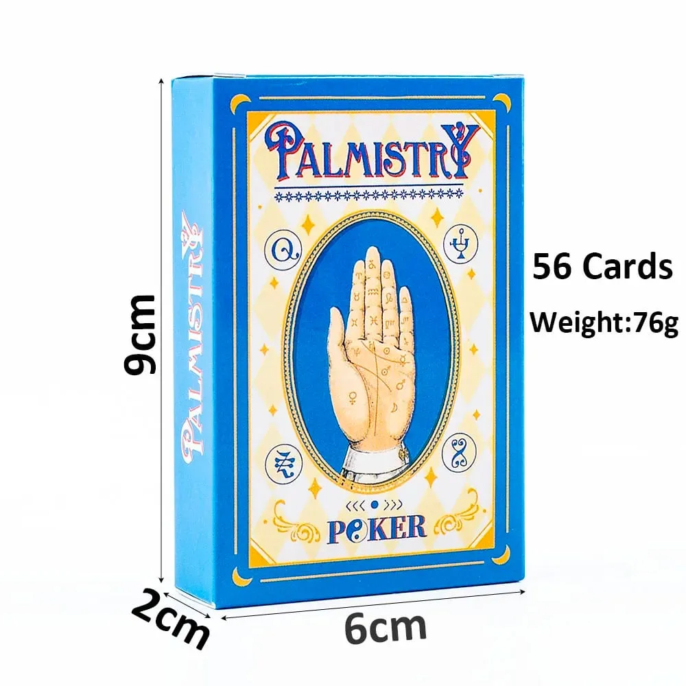 9*6cm 56-Card Palmistry Poker Deck Includes Life Heart & Wisdom Line Explanations – Blue Yin-Yang Design Backs — image 2