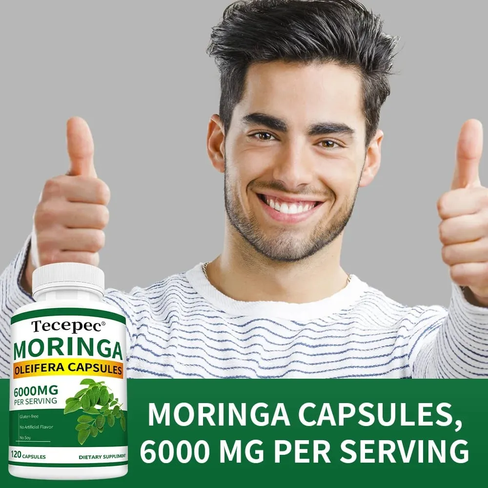 Organic Moringa Capsules 6000mg Antioxidant Boost Energy & Metabolism Support Immune Digestive Brain & Heart Health — image 3