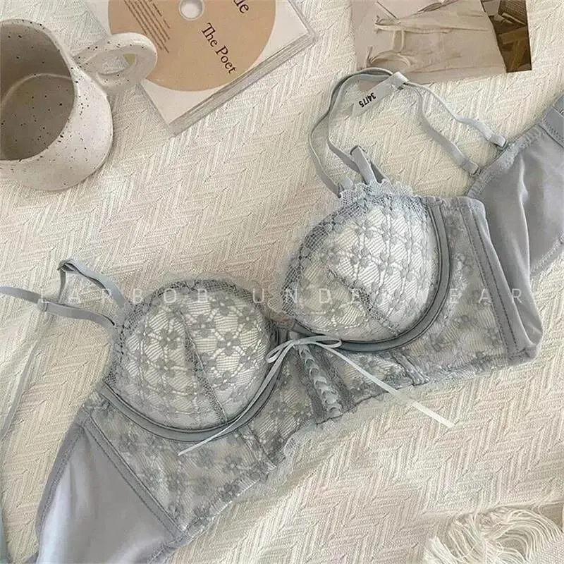Lace Push Up Bra No Underwear Padding Slim Wireless Seamless Summer Sexy Bralette for Small Chest Lift Side Support Anti Sagging