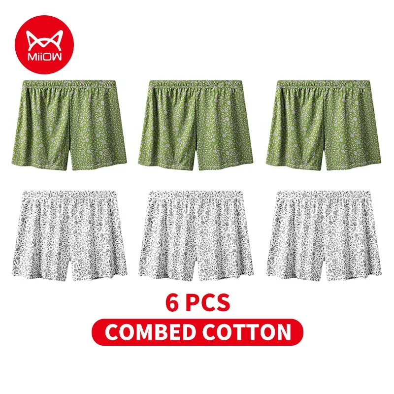 MiiOW 3/4/6Pcs Cotton Breathable Men Underwear Boxers Rose Print Man Underpants Skin-friendly Softness Mens Panties Boxer Briefs