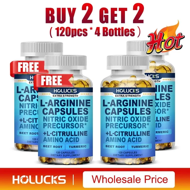 L Arginine Capsules with L-Citrulline Nitric Oxide Booster for Stamina Muscle Energy & Vascularity for Men's Extra Strength