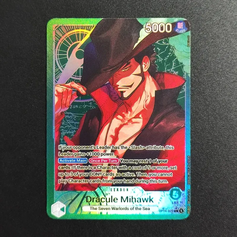Proxy One Piece Card Mihawk OP14-020 Hancock Crocodile Jinbe Law Doflamingo The Azure Sea's Seven English TCG Anime Card — image 2