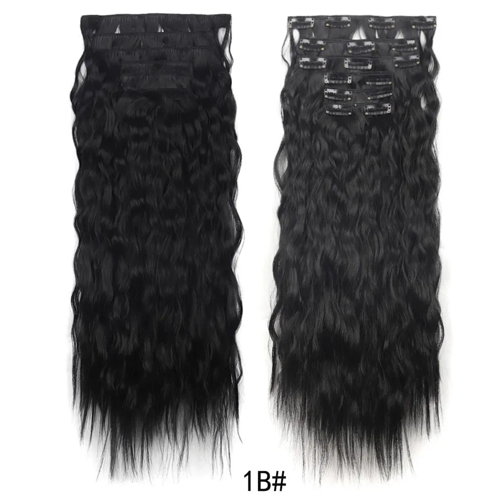 Corn Hair Extensions 6Pcs 20 Inch Clip In Hair Extensions Curly Clip Ins Hair Extension Invisible Natural Hairpieces For Women