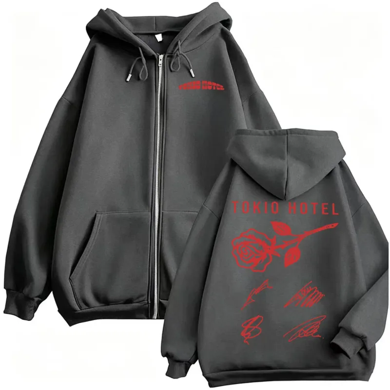 Tokio Hotel ARENA TOUR 2026 Signature Zipper Hoodies Men's Fashion Classic Sweatshirt Jacket Coats Casual Fleece Zip Up Pullover — image 4