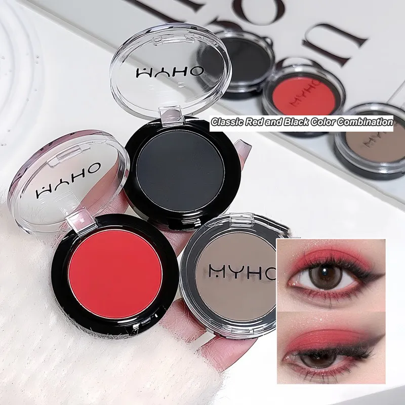Mini Matte Smoky Blue Red Monochrome Eyeshadow Palette Natural White Light Highlighter For Delicate Eye Contouring Brightens — image 6