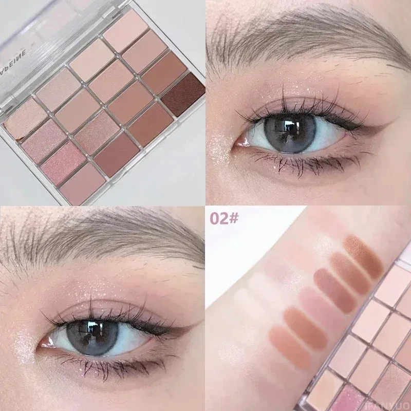 16 Colors Black Pink Eyeshadow Palette Glitter Shimmer Pearlescent Matte Low Saturation Style Long Lasting Eye Shadow Eye Makeup