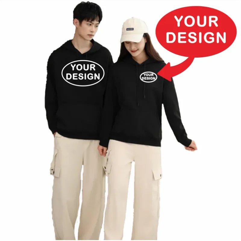 Hoodies Lelaki Dan Wanita Bercetak Tersuai Fesyen Kasual Longgar Pullover Lengan Panjang Bersulam LOGO Baju Sukan Jalanan