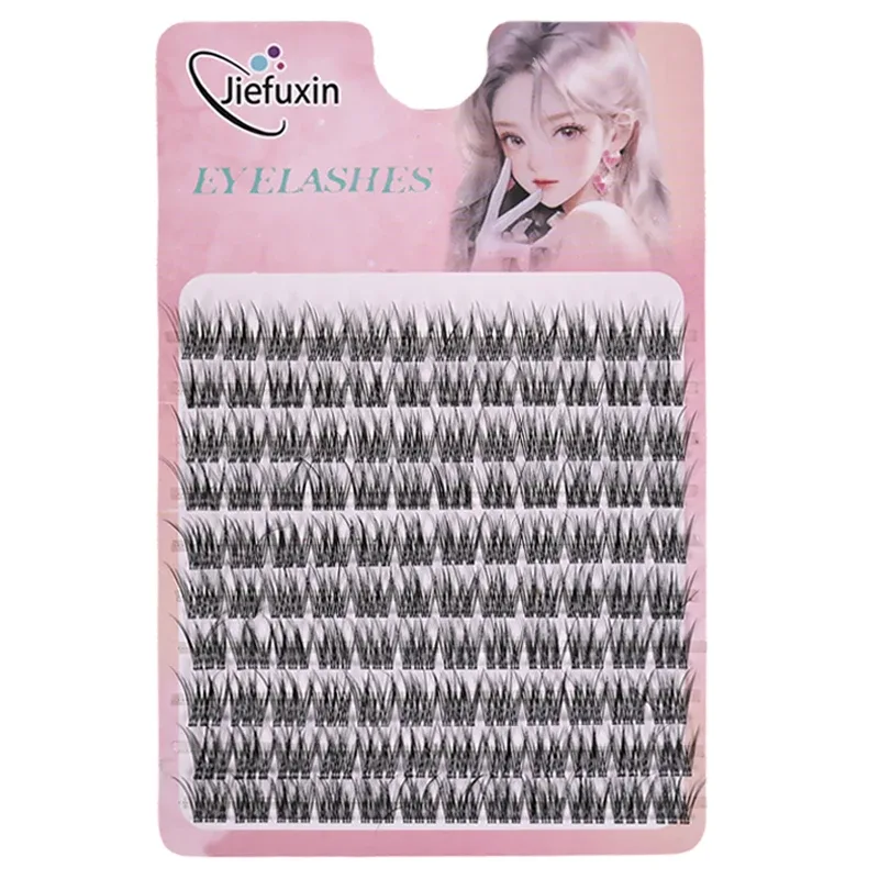 Tapered Thick Fox Eye Manga Cluster Lashes Jiefuxin Large Capacity Tray DIY Segmented Individual Self-Graft Lash Extensions