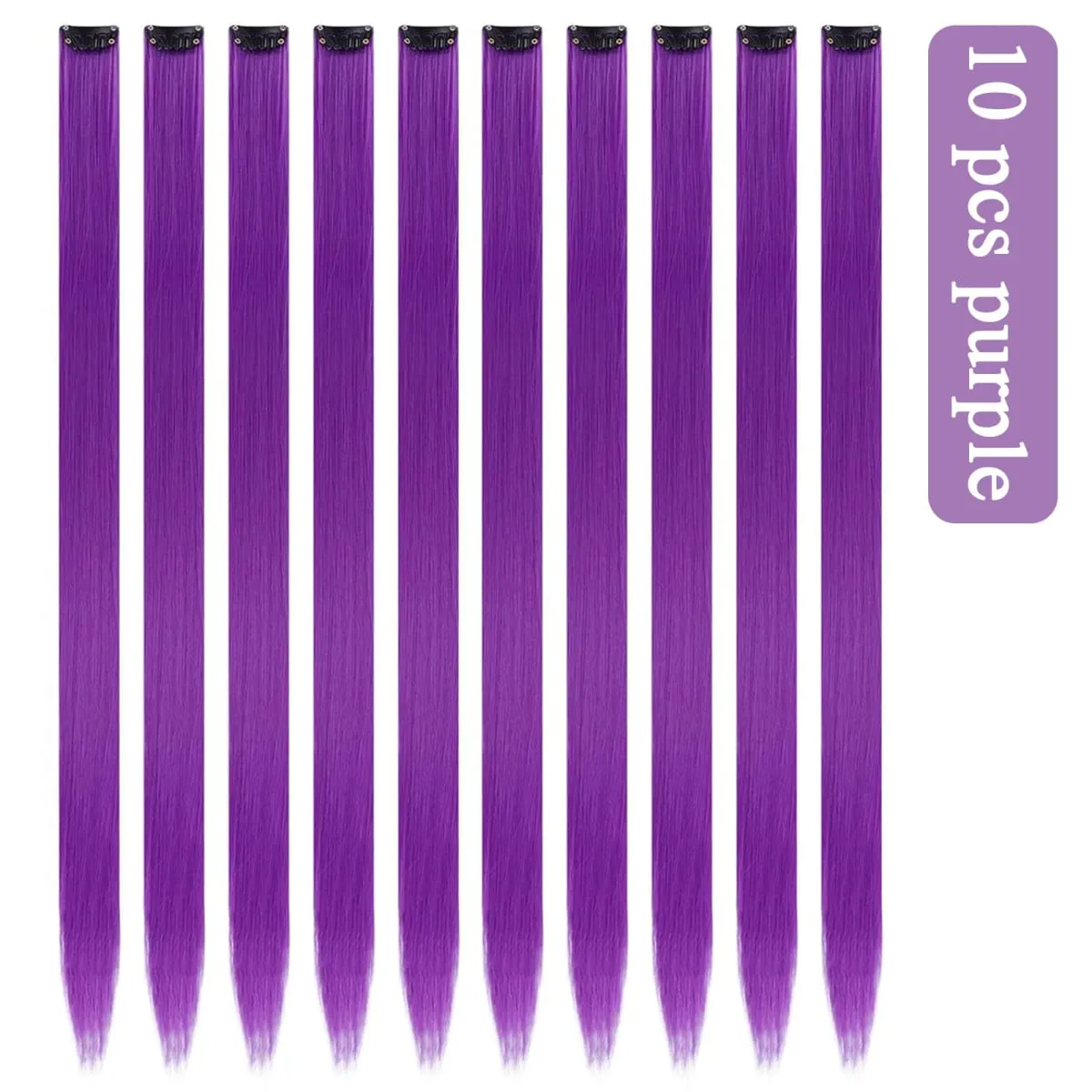 10ชิ้นสีสังเคราะห์ต่อผมคลิปในส่วนขยายของผมที่มีสีสันต่อผมสายรุ้งสำหรับเด็กผู้หญิงของขวัญ — image 5