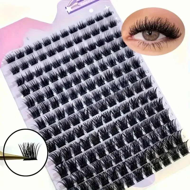 Salon DIY Eyelash Extensions D Curl 9-16mm Mixed Natural 3D Volume Cluster Lashes for Wedding Festival & Casual Eye Makeup