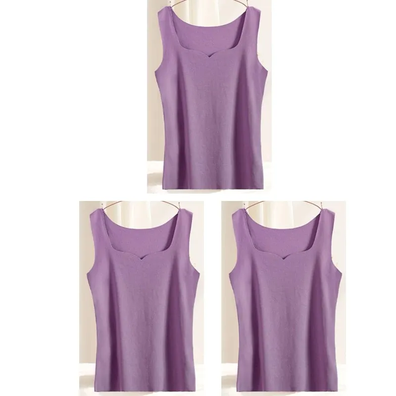 3pcs Women Thermal Tops Girls Traceless Solid Color Vest Base Layer Warm Tank Top Autumn Winter Female Sexy Slim Camisole — image 13