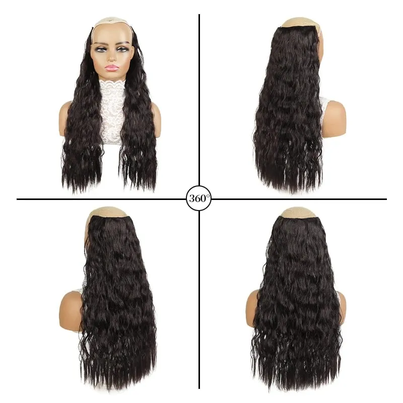 Synthetic Wig Extensions Long Curly Corn Perm One Piece Clip In Hairpiece for Women Instant Length — image 7