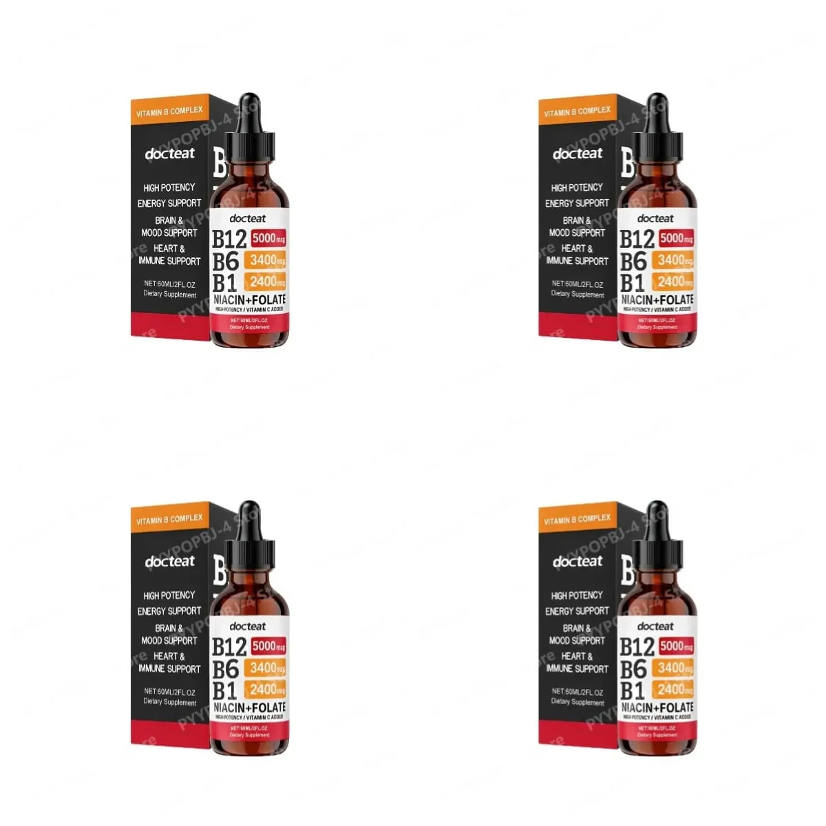 Docteat B Complex Drops 60ml High Potency B12 5000mcg Methylcobalamin Energy Brain Mood Heart Immune Support Non GMO Vegan — image 10