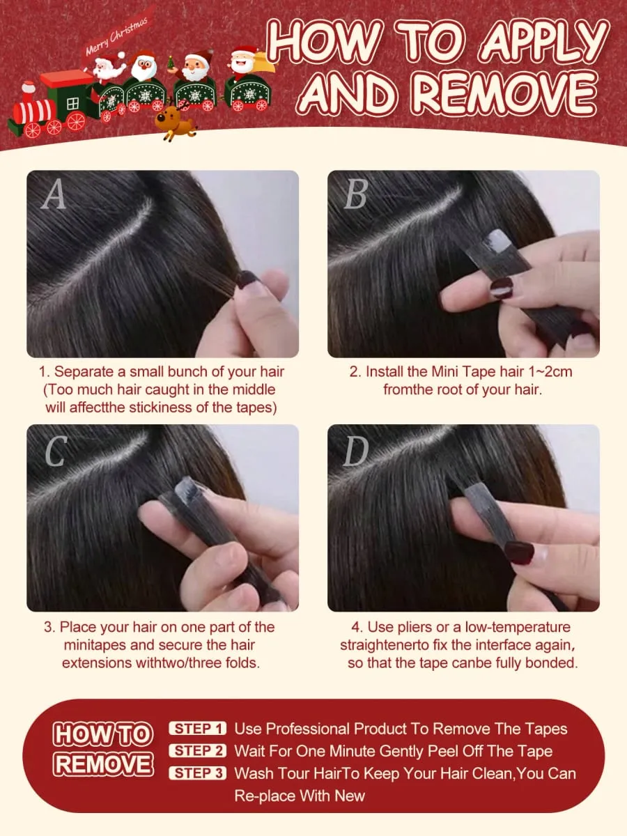 Mini Tape Hair Extensions 12-20Inch Human Hair Extentions 3x0.8cm Invisible Tape 10pcs/pack For Side Machine-Remy Hair