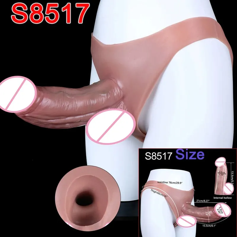 Gode ​​Long et creux à sangle pour homme, pénis Ultra réaliste, manches longues, pantalon, couverture de coq masculin, jouets sexuels