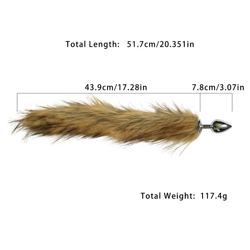 Metal Anal Plug with Long Fluffy Tail – Fox Tail Butt Plug for Cosplay Role Play BDSM Adult Toy — image 12