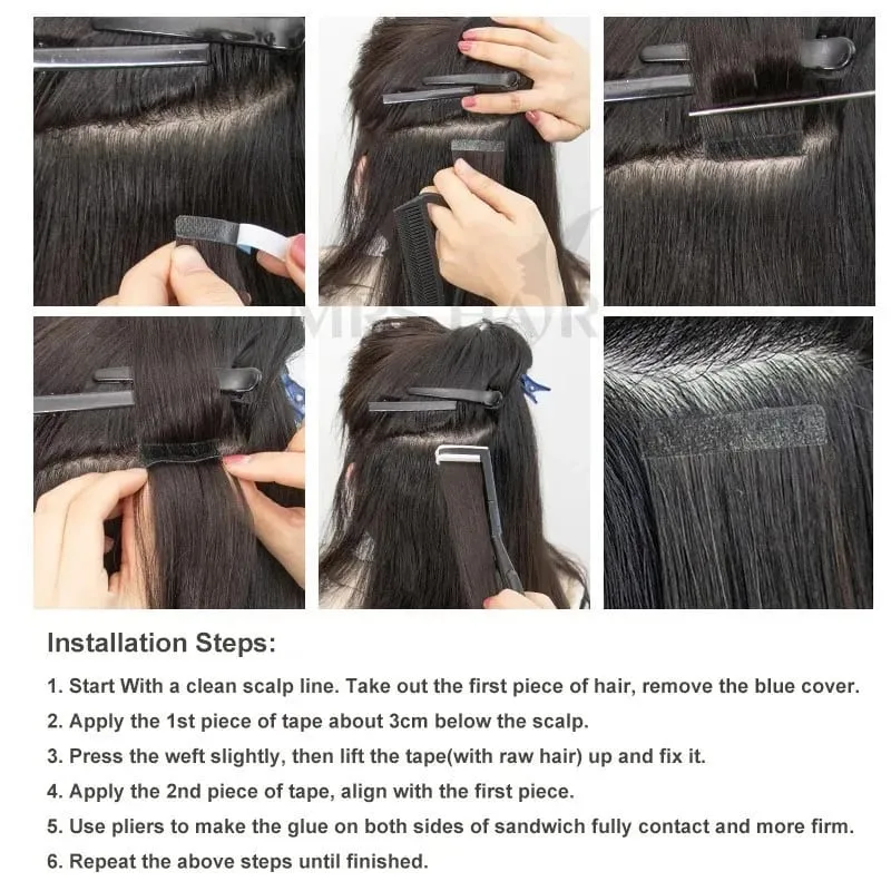 20PCS 12-22inches 30g/pack Tape in Hair Extensions Human Hair Seamless Tape Hair Extensions Skin Weft PU Tape On Hair — image 5