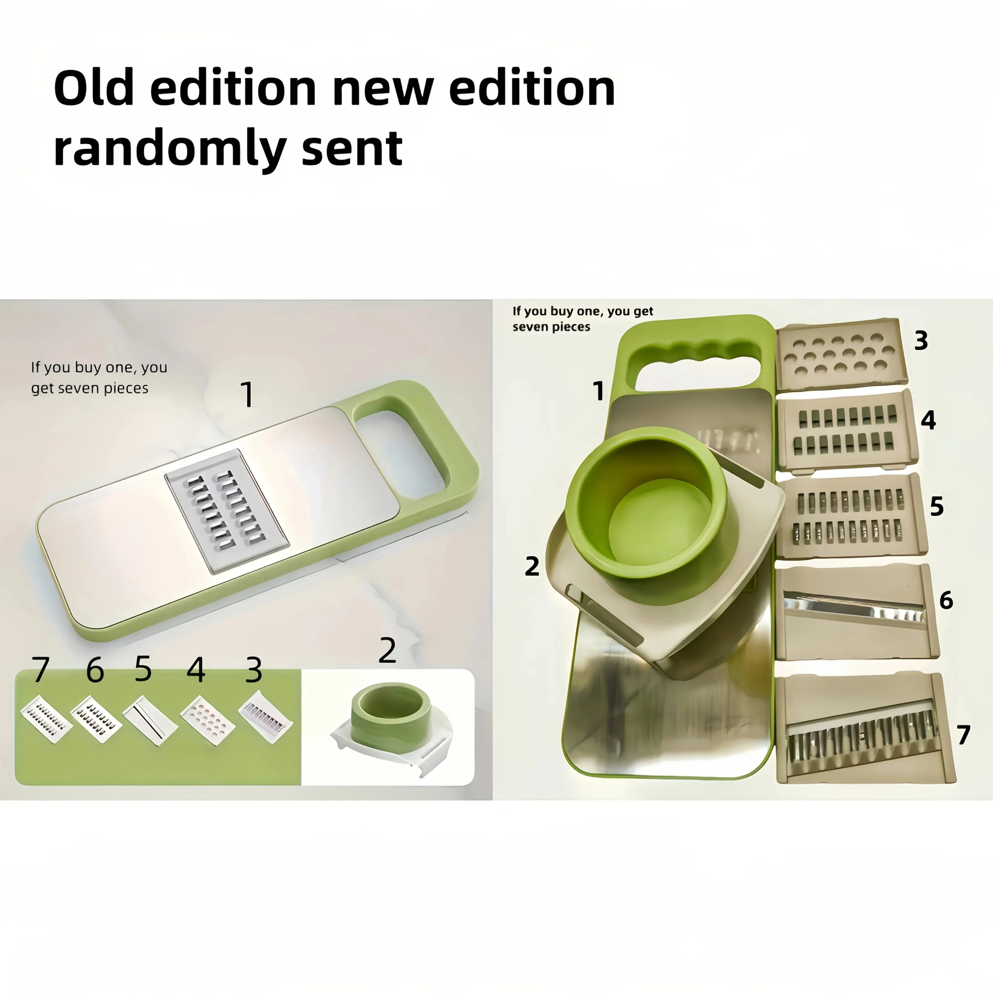 7pcs Stainless Steel Multi-Function Vegetable Slicer And Grater Set with Interchangeable Blades Manual Kitchen Gadget Tool Kit