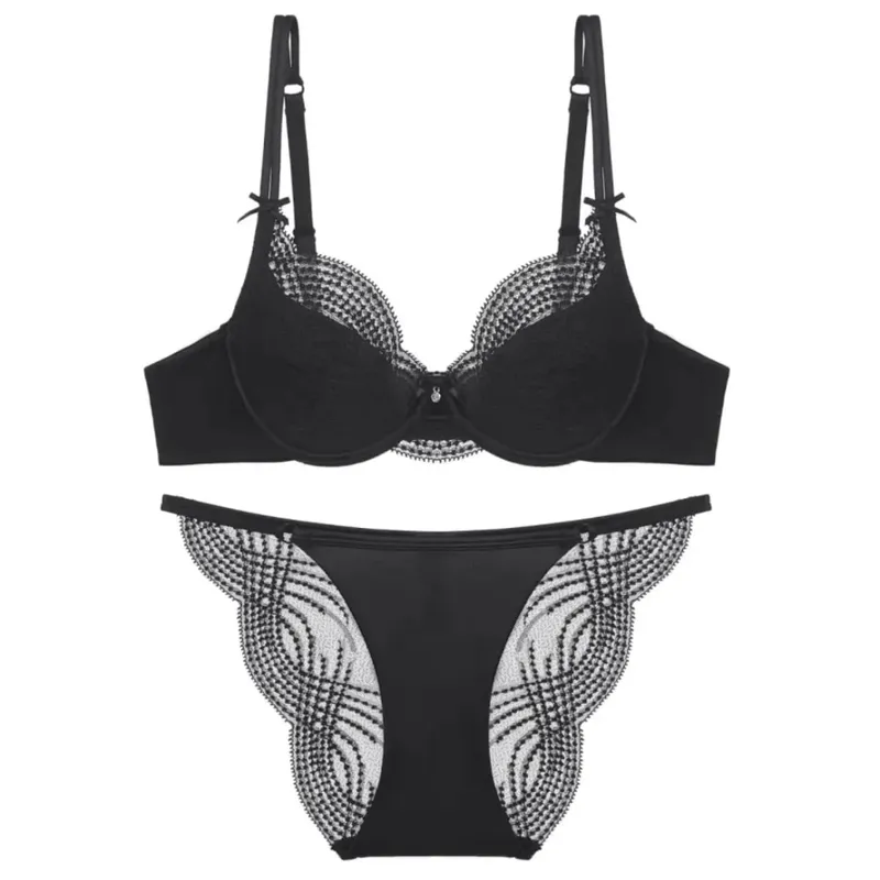 Half Cup Lingerie Set Women Thin Cup Push Up Soft Underwire Bra Panty Small Chest Gather Side Support Anti Sag Underwear 32‑38 — image 10