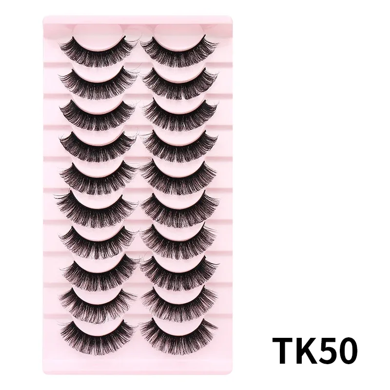 10 párů Russian DD Curl Bulk Fluffy Strip Lashes Přírodní měkké umělé řasy Opakovaně použitelné ručně vyrobené řasy pro každodenní a párty — image 32