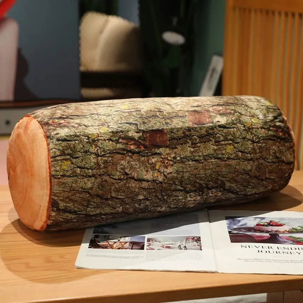Material Tree Log Pillow Soft Texture PP Cotton Filled Stump Cushion Realistic Wood Grain Novelty Throw Pillow For Men — image 5