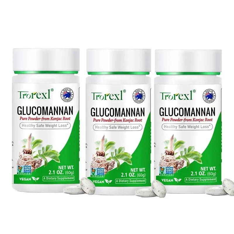 100 Stück Glucomannan-Pulver zur Gewichtsreduktion | Vegan & Vegetarisch | GVO-frei, glutenfrei