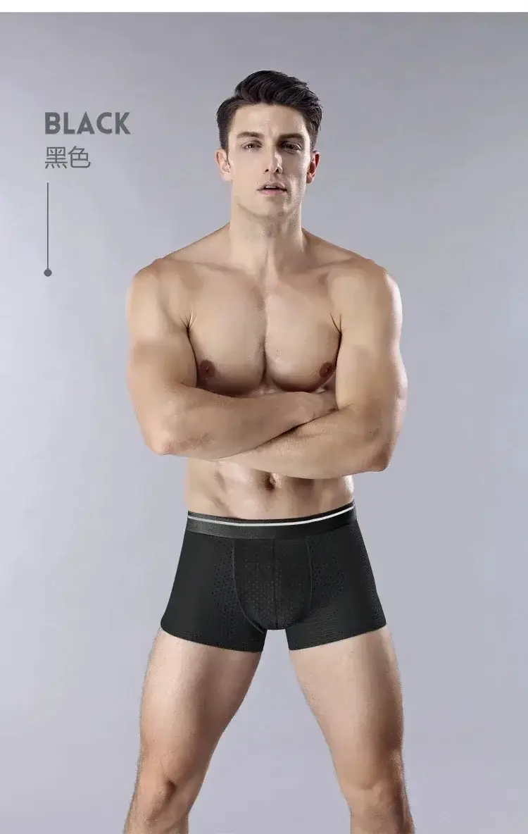 4PcsMen's Underwear Men Boxer Shorts Ice Silk Mesh Boxer Shorts Summer Sexy Breathable Antibacterial Underpants Plus Size XL-6XL — image 8