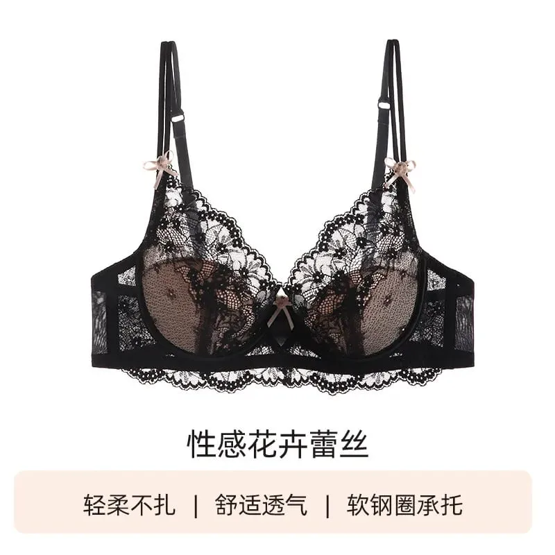 Women Pink Lace Full‑Cup Thin Minimizer Bra Set Push‑Up Anti‑Sag Support Lingerie Intimates For Large Breast Ladies Casual Daily — image 11