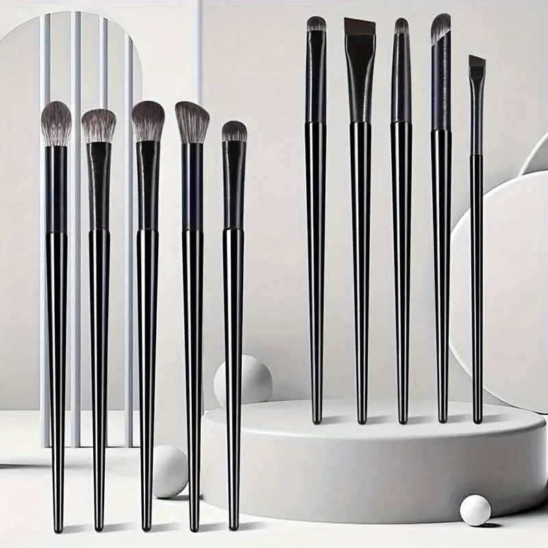 10pcs Soft Hair Eye Shadow Brush Set Eye Makeup Halo Dye Sleeping Silkworm Eyeliner Blade Eye Detail Makeup Brush — image 5