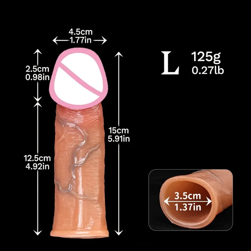 Penis Enlargement for Men Sleeve Cock Ring Delay Ejaculation Penis Extender Condom Lock Ring Sex Toys Artificial Penis Training — image 14