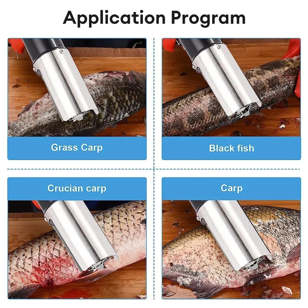 Détartreur de poisson sans fil, outils pour fruits de mer, grattoir à poisson, nettoyeur de poisson, nettoyeur de poisson électrique Portable sans fil — image 4