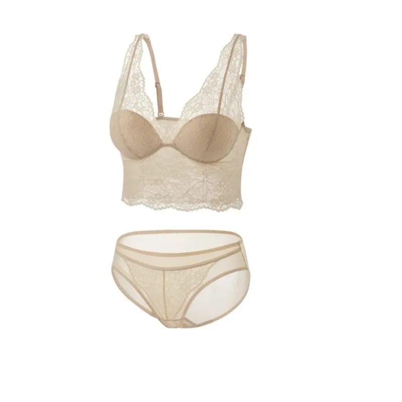 Birdtree Silk Lining Women's Elegant Bra Brief Set Soft Wireless Lace Breathable Bralette 2026 Summer New Underwear A65325JF — image 15