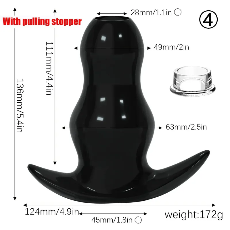 Purple TPE Hollow Tunnel Butt Plug Set - Graduated Open Anal Stretcher Plugs Flexible Sex Toy para sa Mga Lalaki at Babae — image 17