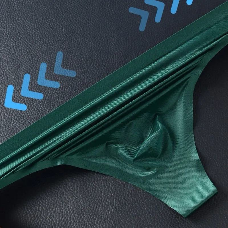 Men Seamless Ice Silk G-String Underwear 3D Bulge Pouch Low-rise T-Back Thongs Low Rise Men Bikini Briefs U Pouch Lingerie — image 12