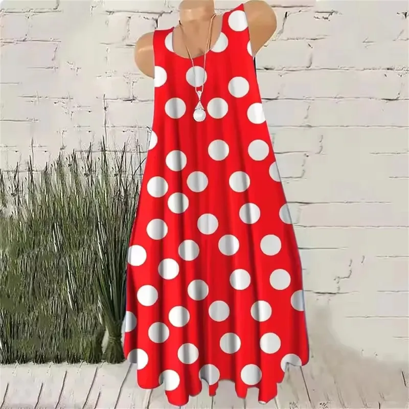 Women's Sleeveless O-Neck Versatile Fashion Dresses 3D Dot Print Streetwear Summer Mini Dress Loose Casual Ladies A-Line Dress — image 5