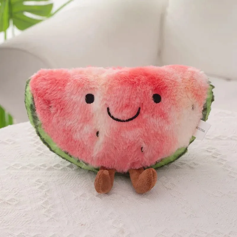 23/45cm Cute Watermelon Slice Plush Pillow Smiling Face Cute Triangular Fruit Red Cushion with Legs Plushie Decoration Gift