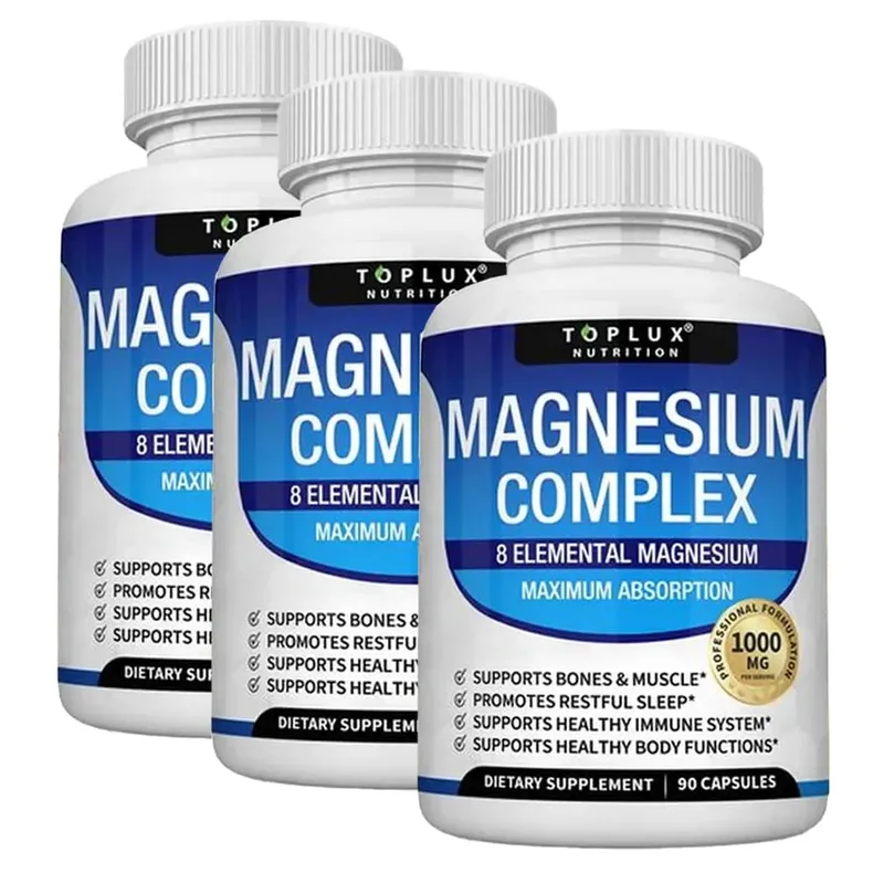 Magnesium Complex Supplement 1000mg - Magnesium Glycinate Citrate Malate Taurate for Bones Muscle Energy 90 Vegan Capsules — image 8
