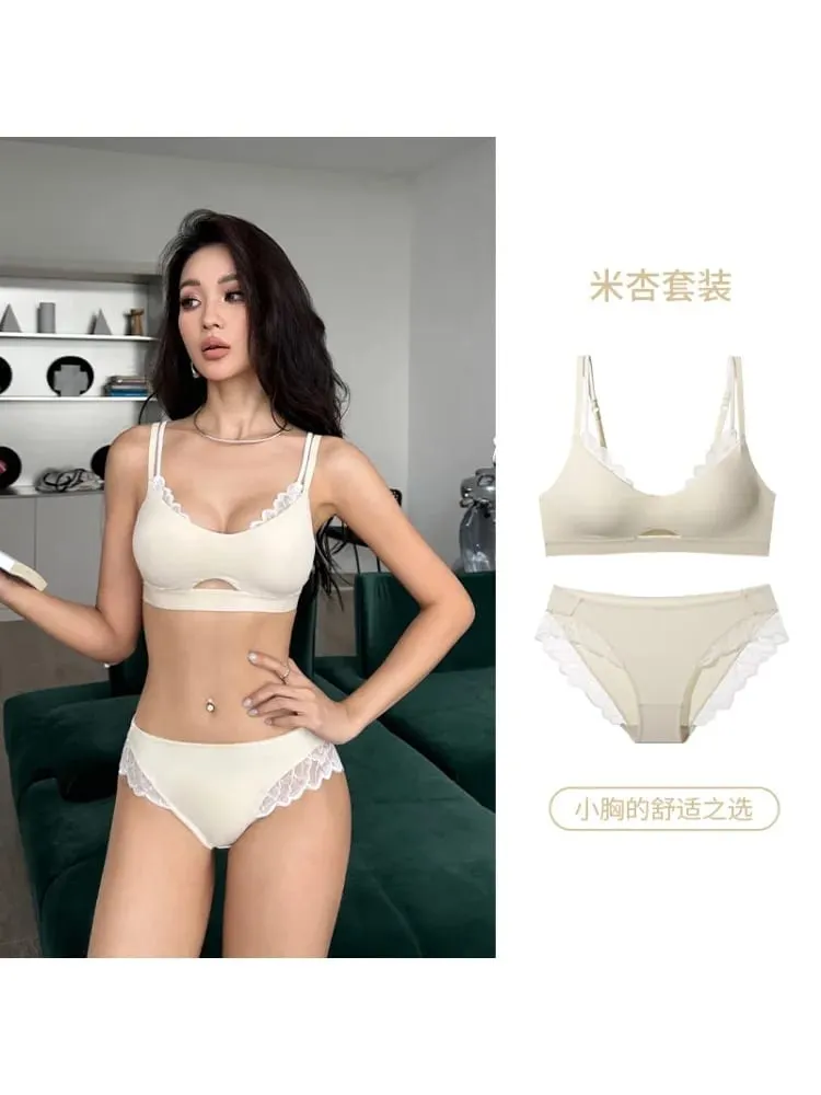 Sexy Push Up Sports Bra & Panties Set Wireless T-shirt Bra for Large Small Bust Plus Size Anti Sagging Seamless Workout Bralette — image 2