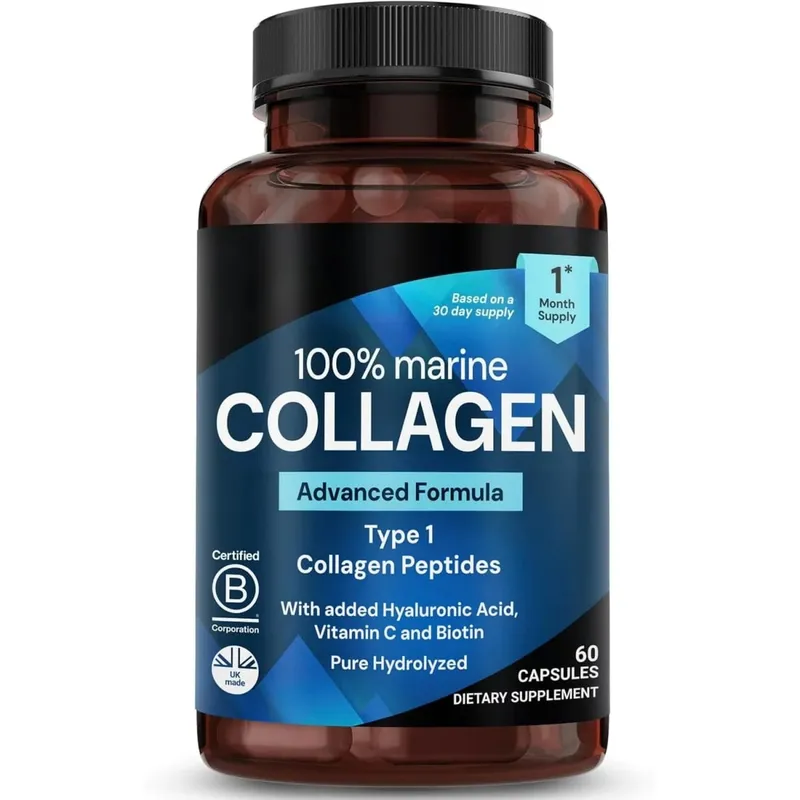 Marine Collagen Capsules for Women & Men Type I Peptides with Hyaluronic Acid Vitamin C & Biotin Beauty Glow Nails 60 Count — image 8