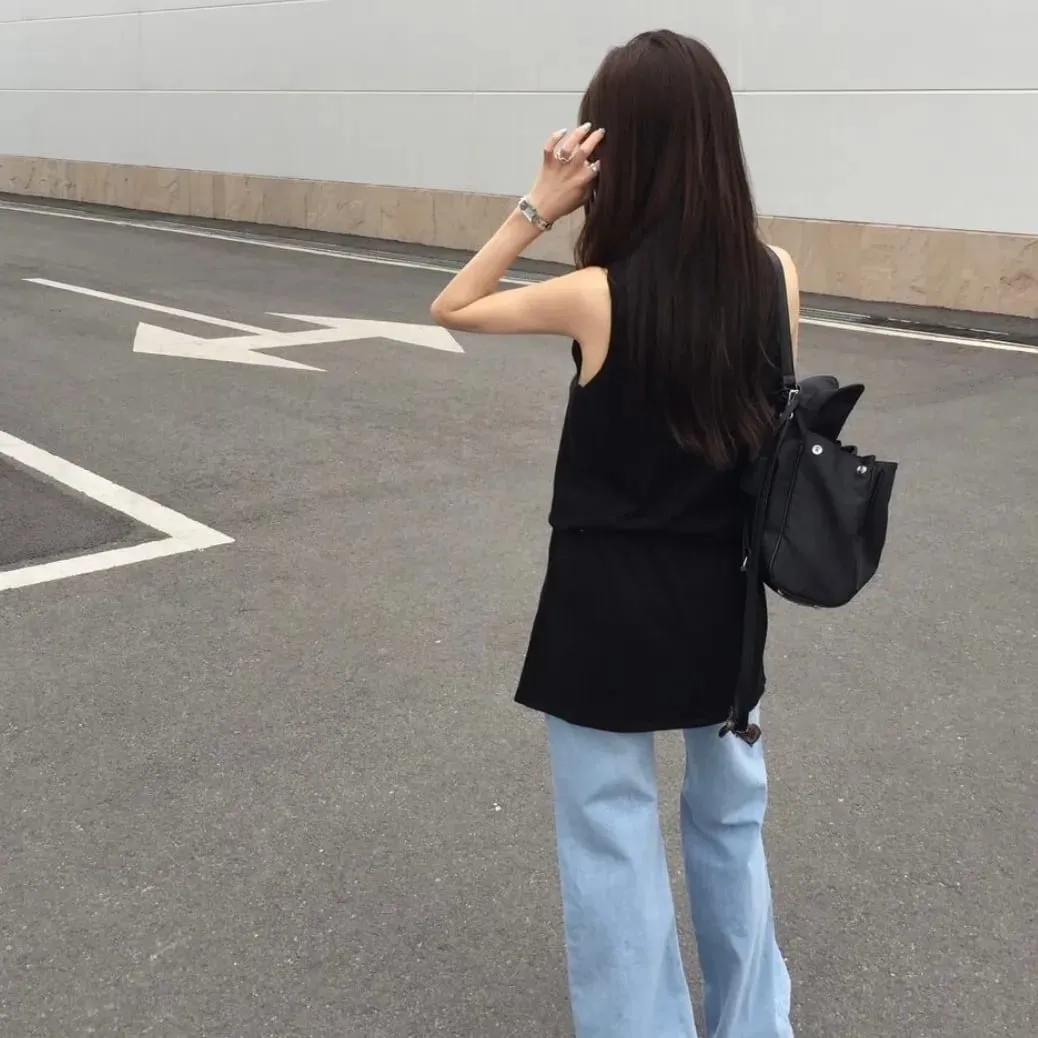 Summer Elegant Drawstring Waist Slimming Sleeveless Short Dress Comfortable Casual Style Women's Clothing Commute Suitable — image 6