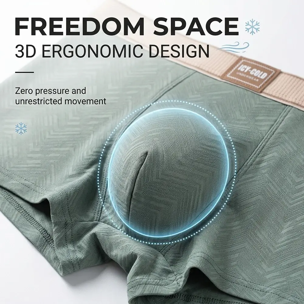 1/3PCS Summer Cooling Breathable Boxers Hombre Fashion Solid Wave Striped Ice Silk Men's Panties High Elastic Lingeries for Man — image 3